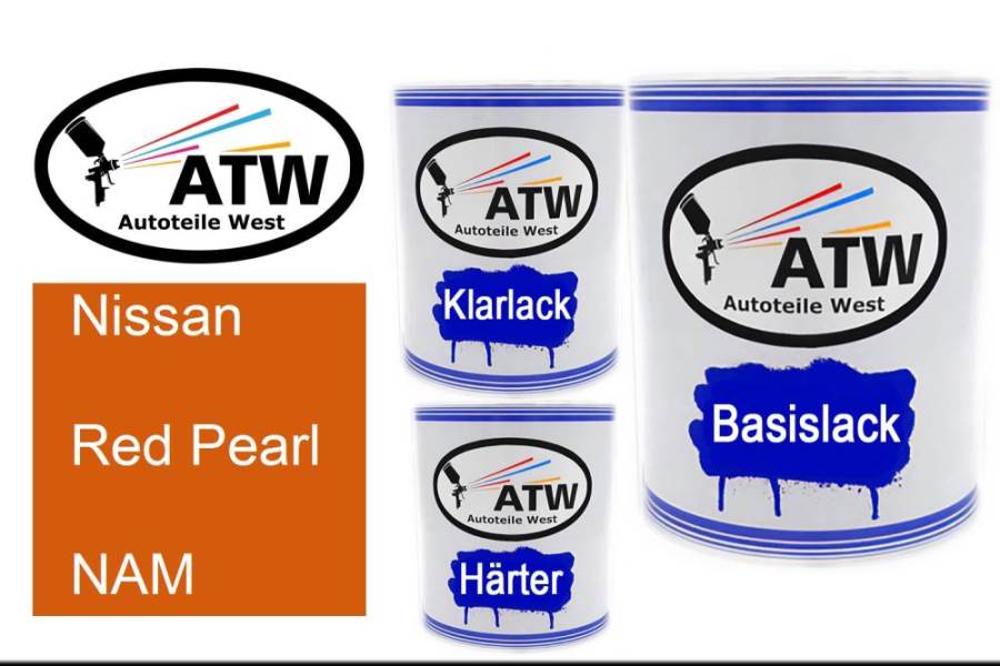 Nissan, Red Pearl, NAM: 1L Lackdose + 1L Klarlack + 500ml Härter - Set, von ATW Autoteile West.